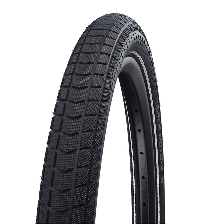 Schwalbe, Super Moto-X, Hybrid Tire, 20''x4.00, Wire, Clincher, Addix Green, RaceGuard, TwinSkin, Double Defence, Reflex, 2 x 67 EPI, Black