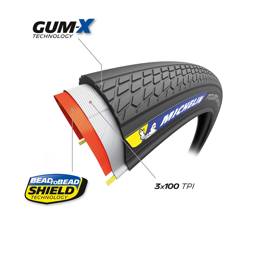 Michelin, Power Adventure Classic TS TLR, Gravel Tire, 700x36C, Folding, Tubeless Ready, GUM-X, GUM-X, 3x100TPI, Tanwall