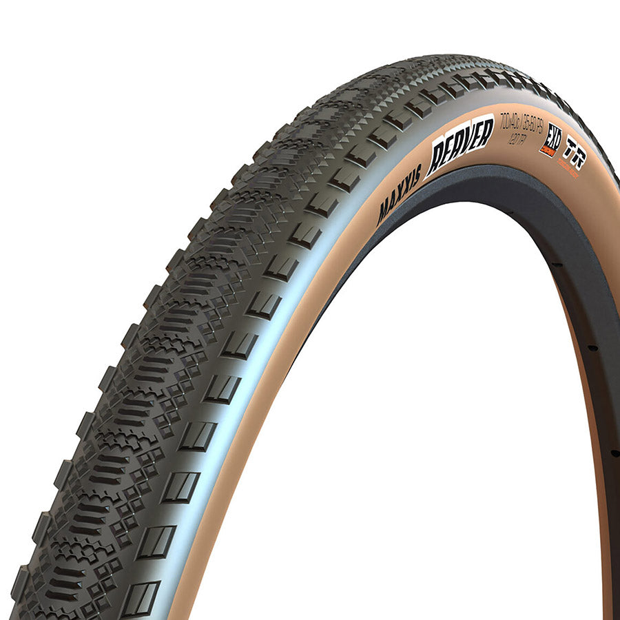 Maxxis, Reaver, Gravel Tire, 700x40C, Folding, Tubeless Ready, HYPR-X, EXO, 120TPI, Tanwall