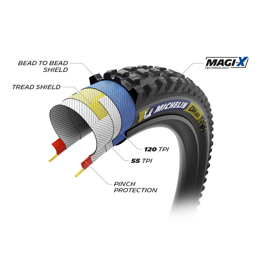 Michelin, DH22, Mountain Tire, 29''x2.40, Folding, Tubeless Ready, MAGI-X, Black