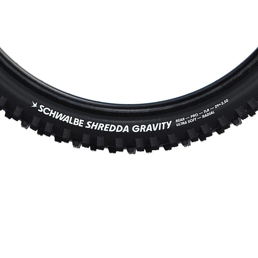 Schwalbe, Shredda Gravity Pro Rear, Mountain Tire, 29"x2.50, Folding, Tubeless Ready, Addix Ultra Soft, Gravity Pro - Radial, 67TPI, Black