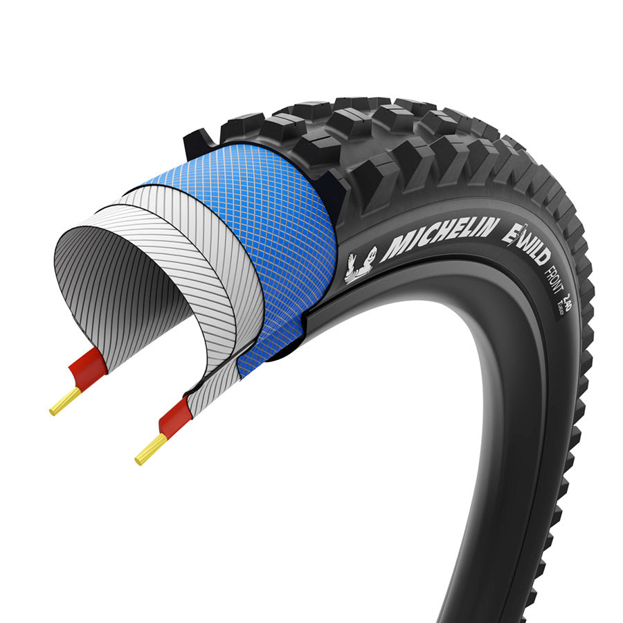 Michelin, E-WILD PERFORMANCE LINE Front, Mountain Tire, 29x2.60, Folding, Tubeless Ready, MAGI-X, GUM-X, 2x33, Black