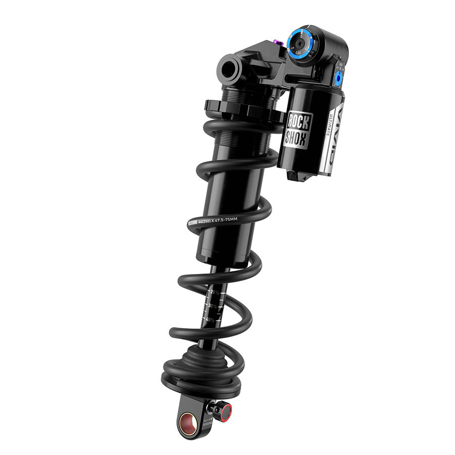 RockShox, Vivid Coil Ultimate DH D1, Rear shock, 225x75, Shaft Eyelet: Standard, Body Eyelet: Trunnion, Reb55/Comp34, Neck Valve5