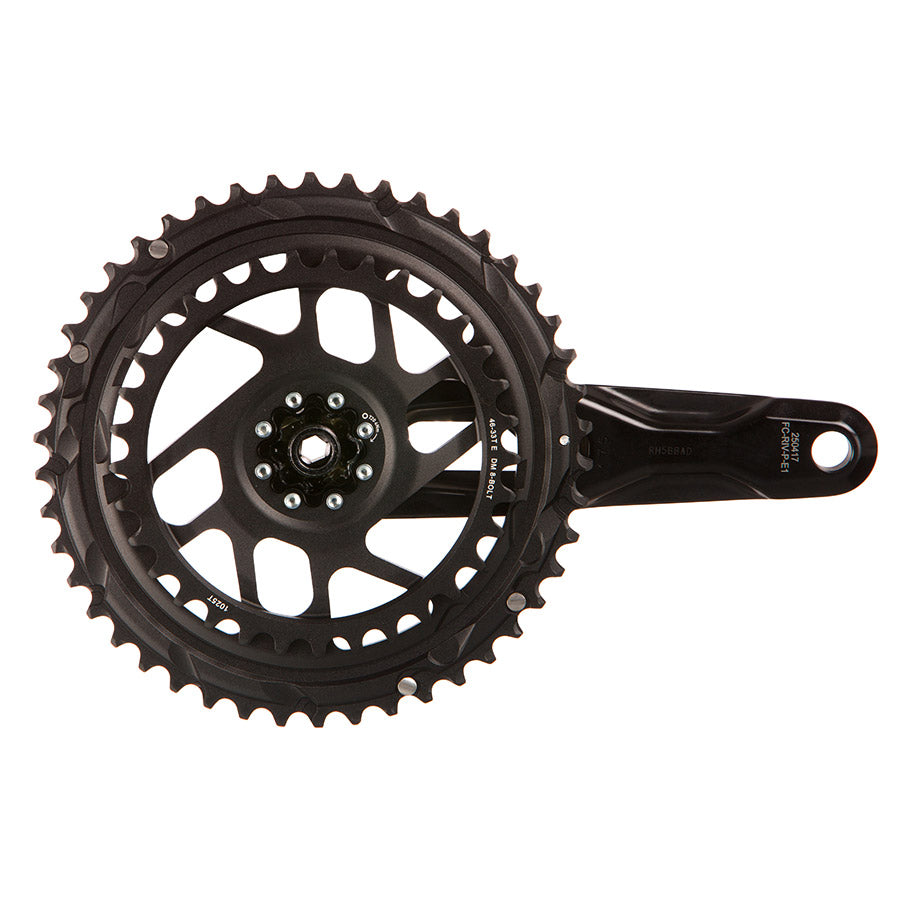 SRAM, Rival 2x Powermeter E1, Power Meter Crankset, Speed: 12, Spindle: 28.99mm, BCD: Direct Mount SRAM 8 Bolt, 46/33, DUB, 165mm, Black, Road