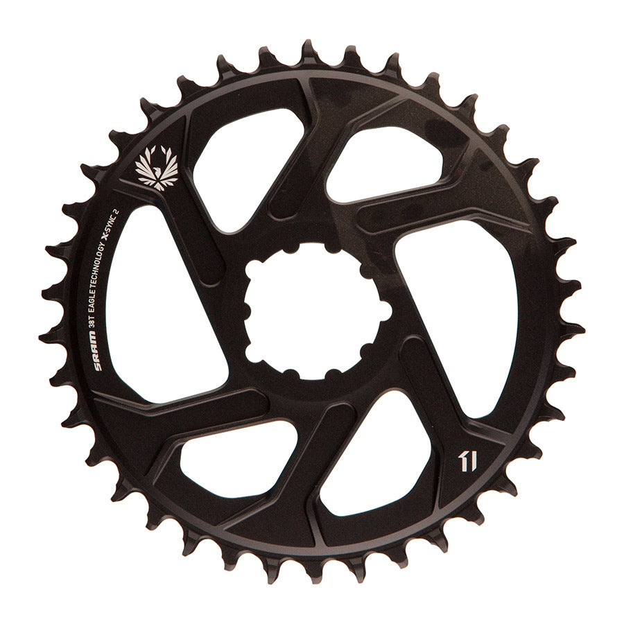 SRAM, X-Sync, 3mm offset, 38T, 12sp., BCD: Direct Mount, Single Chainring, Aluminum, Black
