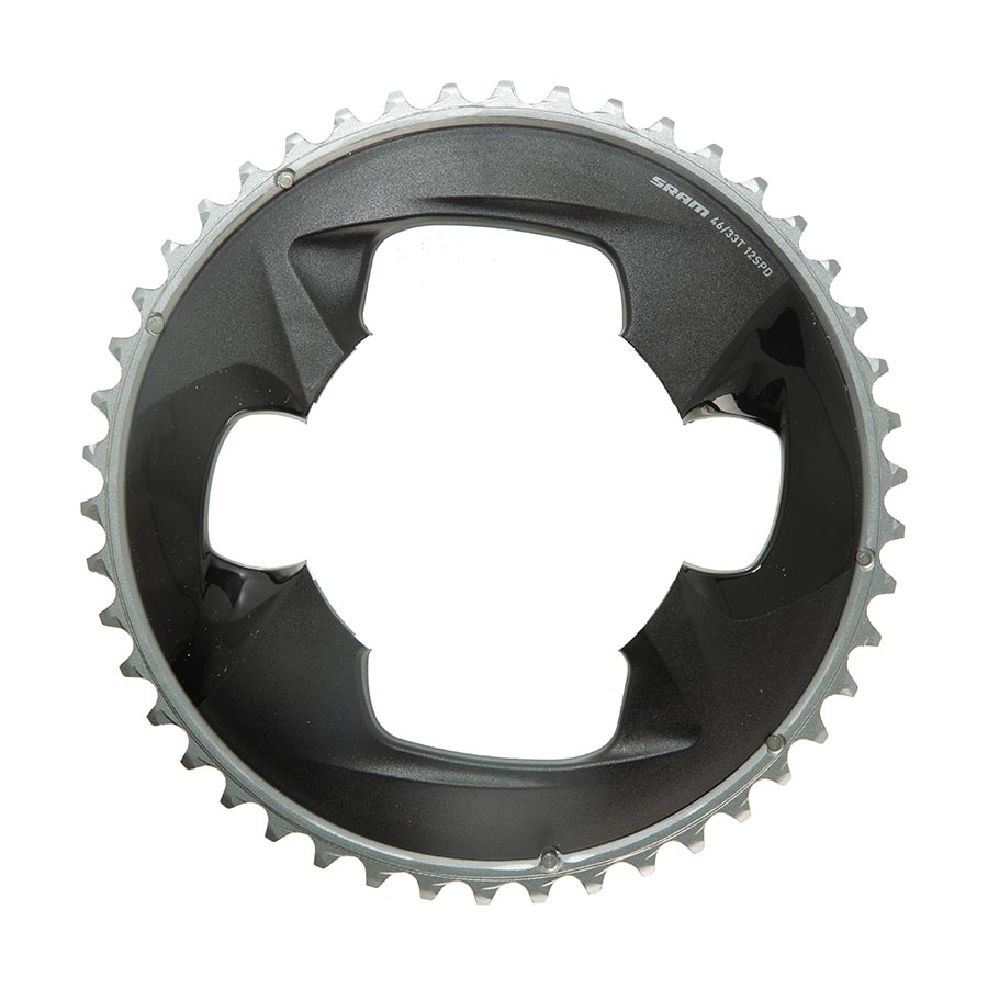 SRAM, Force AXS 2x, Chainring, Teeth: 46, Speed: 12, BCD: 107, Bolts: 4, Outer, Aluminum, Grey