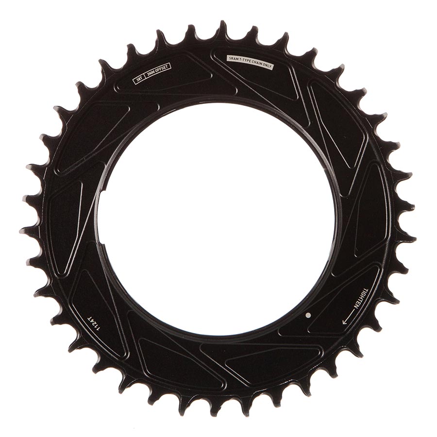 SRAM, Eagle T-Type Thread Mount 3mm Offset, Chainring, Teeth: 38, Speed: 12, BCD: Thread Mount, Aluminum, Black