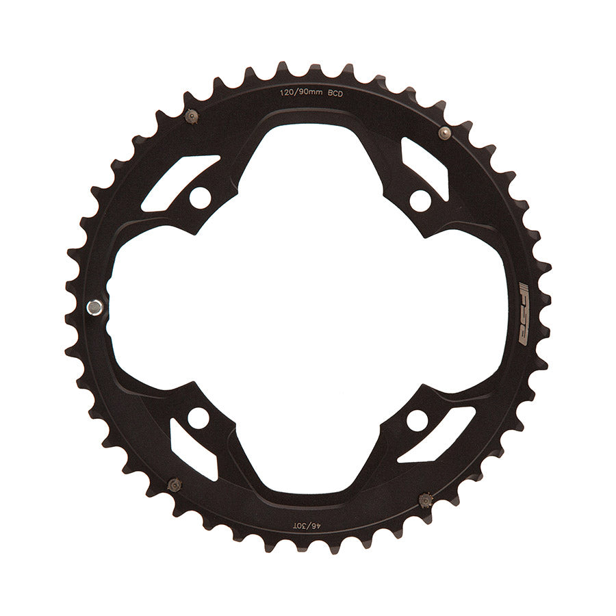 FSA, Omega/Vero Pro Road, Chainring, Teeth: 46, Speed: 10/11, BCD: 120, Bolts: 4, Outer, Aluminum, Black