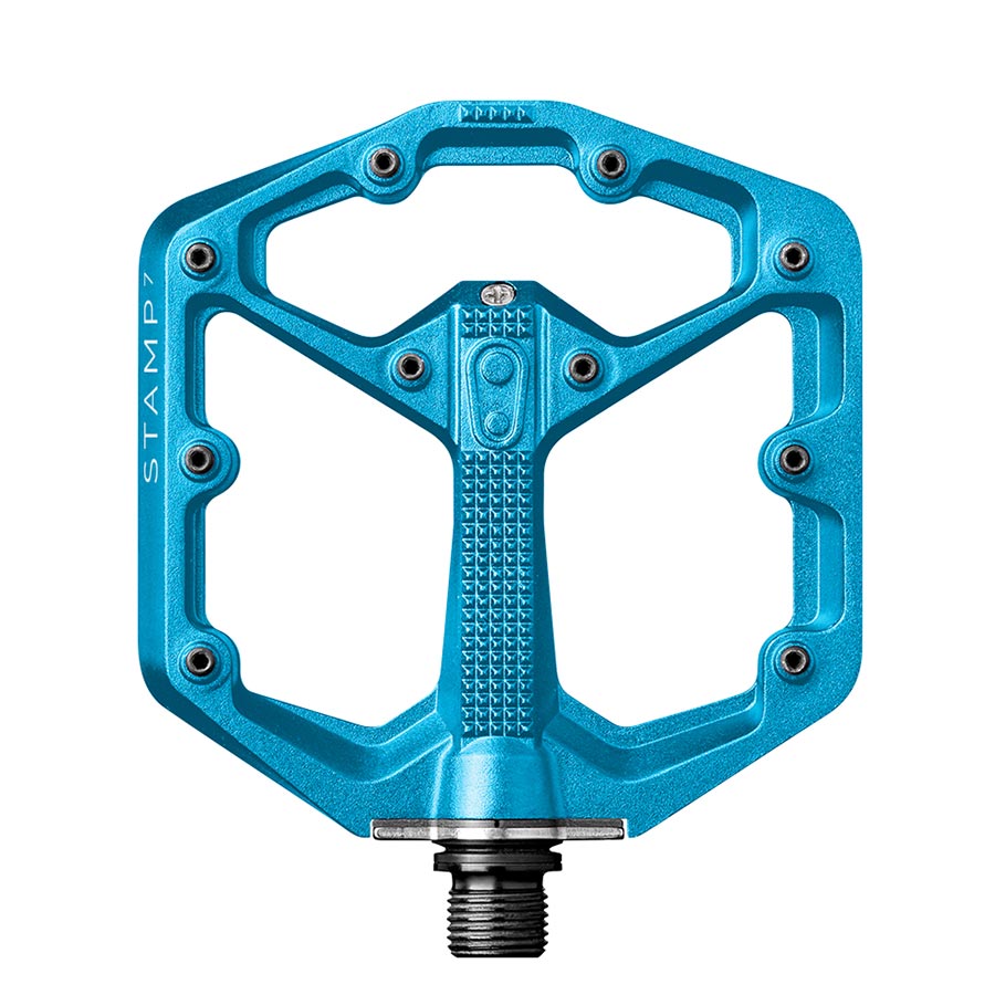 crankbrothers, STAMP 7 Small, Platform Pedals, Body: Aluminum, Spindle: Cr-Mo, 9/16'', Electric Blue, Pair