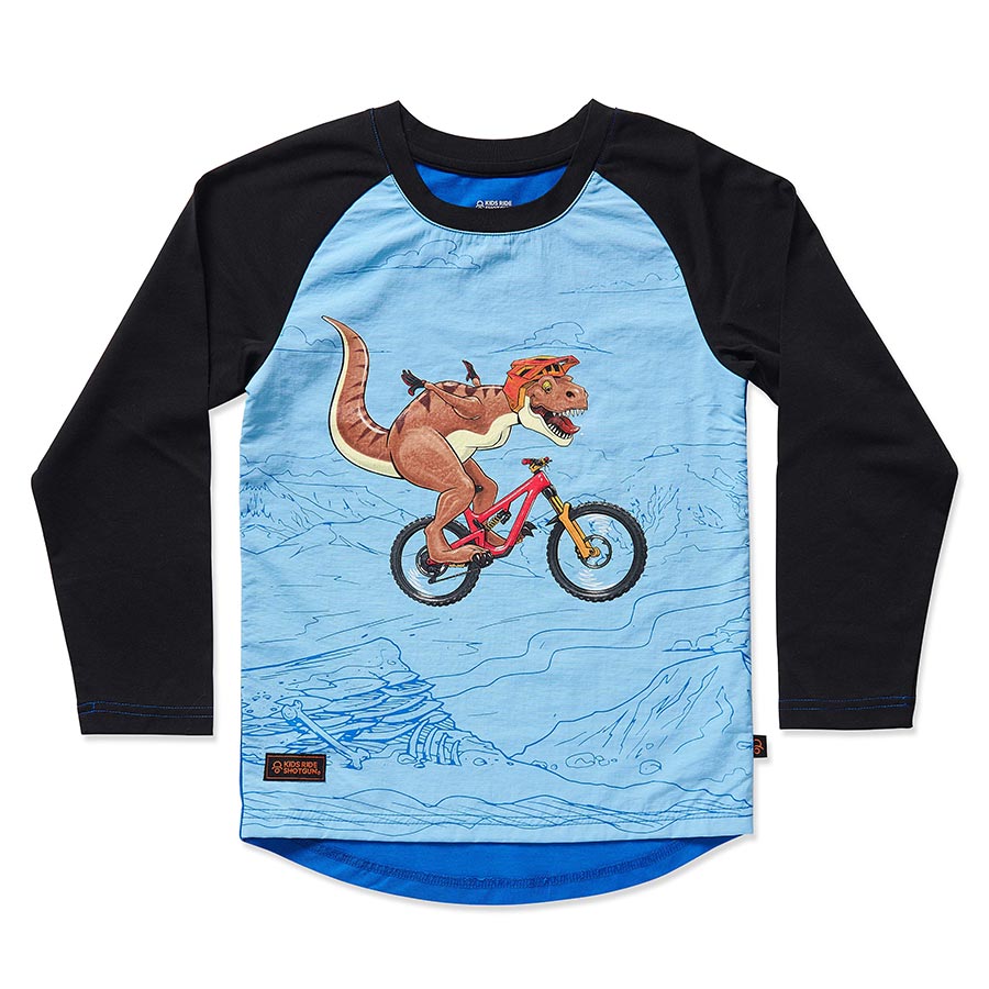 Kids Ride Shotgun, Windproof MTB Kids, Youth Jersey, Dino, S
