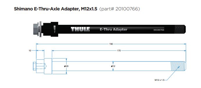 Adaptateur d'axe traversant Thule Shimano E
