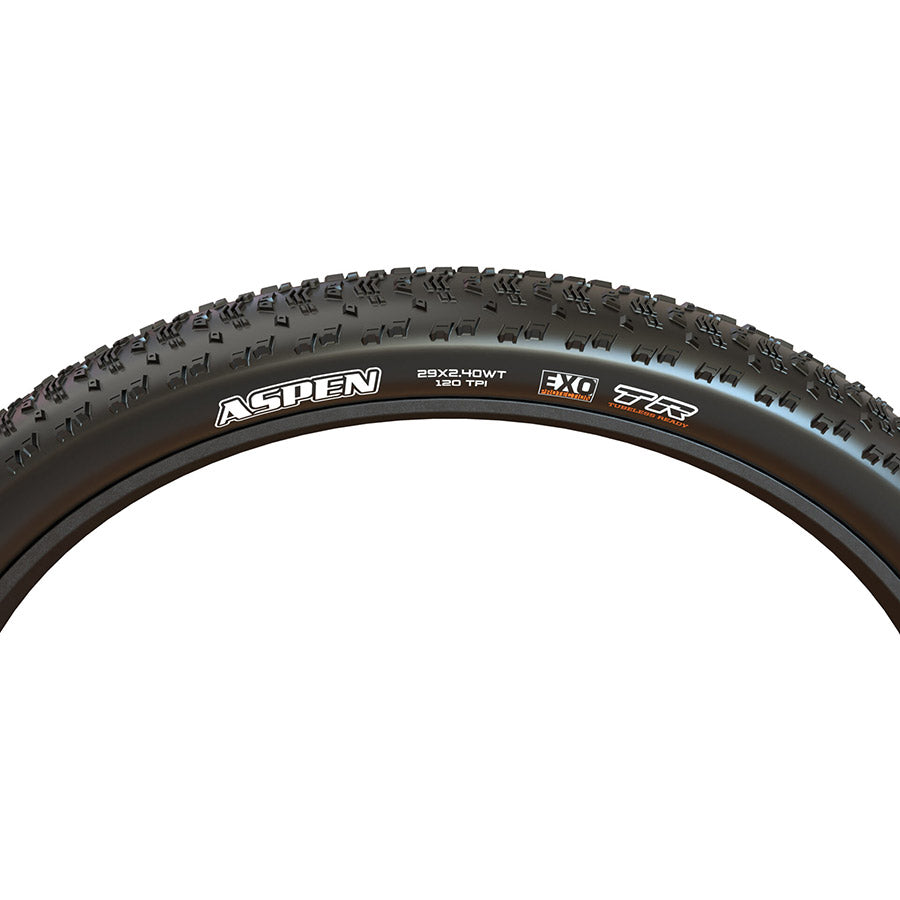 Maxxis, Aspen, Mountain Tire, 29"x2.40, Folding, Tubeless Ready, MaxxSpeed, EXO, Wide Trail, 120TPI, Black