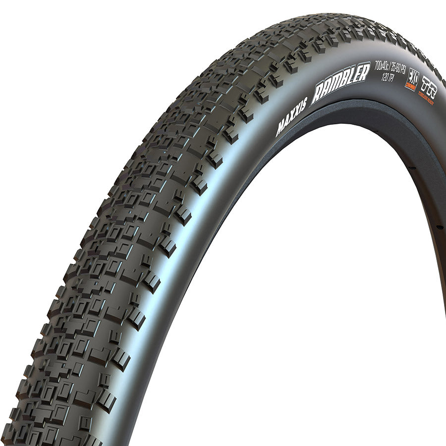 Maxxis, Rambler, Gravel Tire, 700x50C, Folding, Tubeless Ready, Dual, EXO, 120TPI, Black