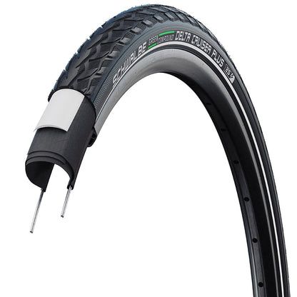 Schwalbe, Delta Cruiser Plus, Hybrid Tire, 700x38C, Wire, Clincher, Green Compound, PunctureGuard, Reflex, 50TPI, Black