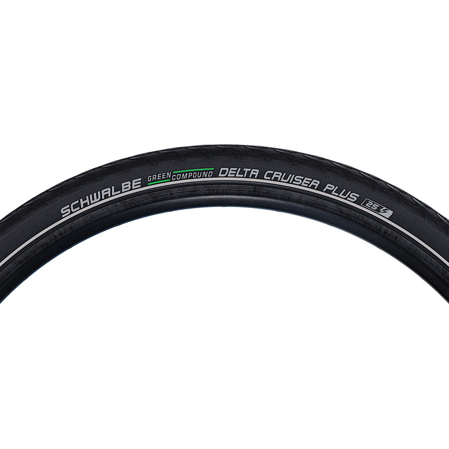 Schwalbe, Delta Cruiser Plus, Hybrid Tire, 700x38C, Wire, Clincher, Green Compound, PunctureGuard, Reflex, 50TPI, Black