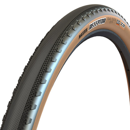 Maxxis, Receptor, Gravel Tire, 700x40C, Folding, Tubeless Ready, Dual, EXO, 120TPI, Tanwall