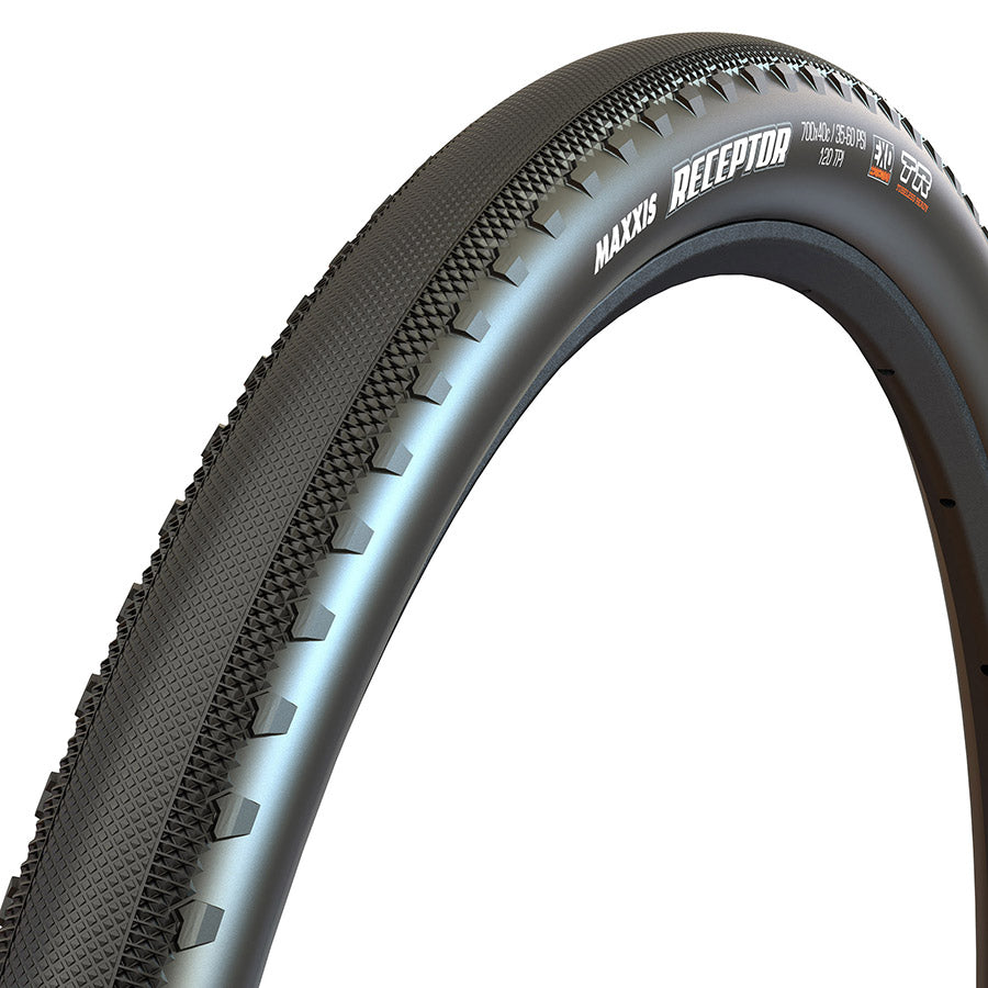 Maxxis, Receptor, Gravel Tire, 700x40C, Folding, Tubeless Ready, HYPR-X, EXO, 120TPI, Black