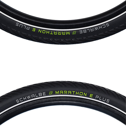 Schwalbe, Marathon E-Plus, Hybrid Tire, Wire, Clincher, Addix E, TwinSkin, 67TPI, Black Reflective