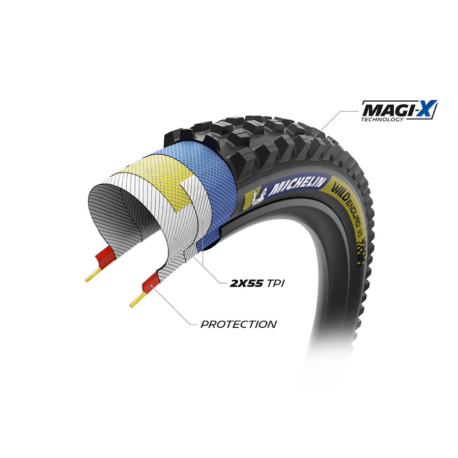 Michelin, WILD ENDURO MS RACING LINE, Mountain Tire, 29''x2.40, Folding, Tubeless Ready, MAGI-X, Black