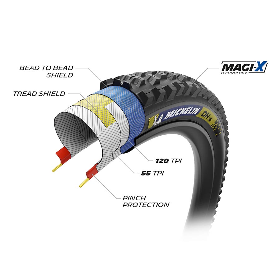 Michelin, DH16, Mountain Tire, 29''x2.40, Folding, Tubeless Ready, MAGI-X, Black