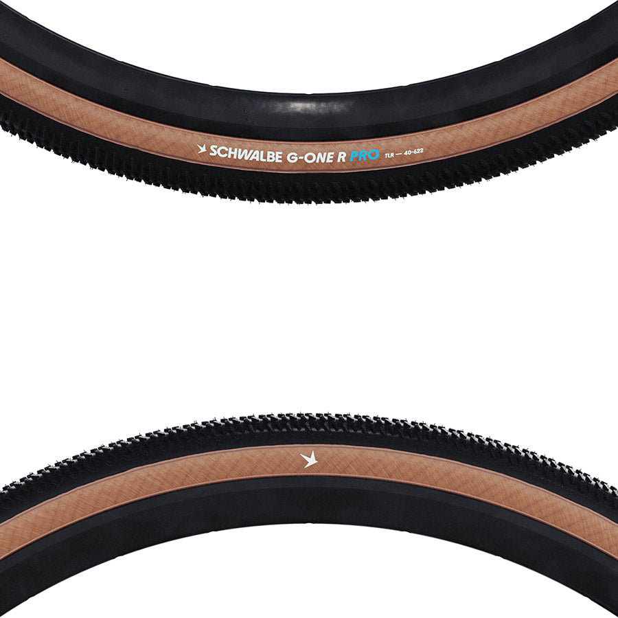 Schwalbe, G-One R Pro, Gravel Tire, 700x50C, Tubeless Ready, Addix Race, V-Guard, 67TPI, Transparent Skinwall