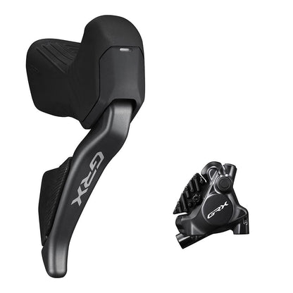 Shimano, GRX Di2 ST-RX825 / BR-RX820, Road Hydraulic Disc Brake, Rear, Flat mount, 140 or 160mm (not included), 136g, Black, IRX8251DRRDSC170A