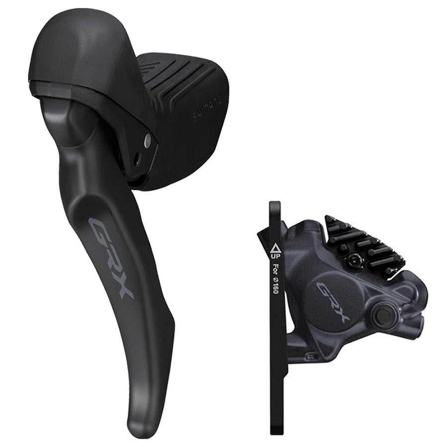 Shimano, GRX ST-RX610/BL-RX610/BR-RX410, Road Hydraulic Disc Brake, Front, Flat mount, 160mm (not included), Black, IRX6104DLF6SC100