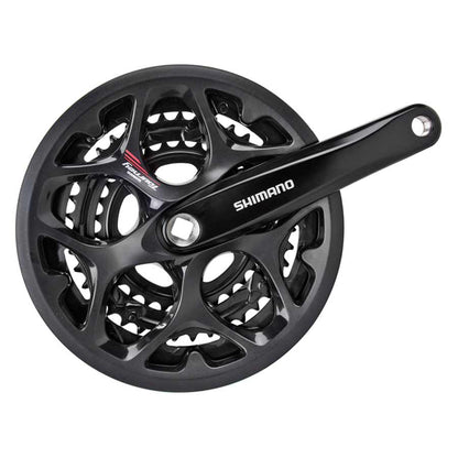Shimano, FC-A073, Crankset, 7/8 sp., 170mm, 30/39/50T, BCD:Rivets, Square, 45mm, w/ Chainguard, Black