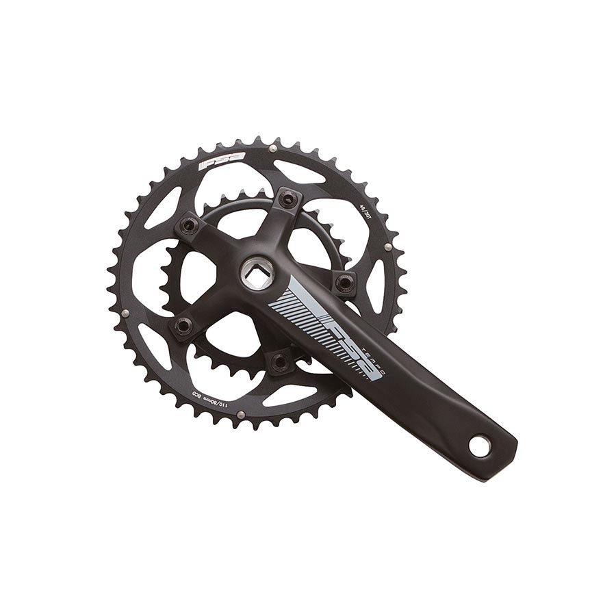 FSA, Tempo Double Adv JIS, Crankset, Speed: 9-11, BCD: 80/110, 30/46, Square, 170mm, Black