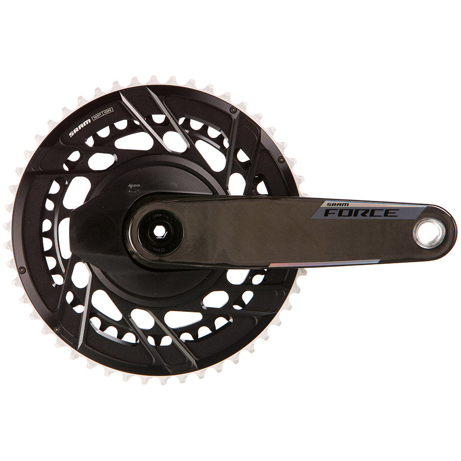 SRAM, Force 2x Powermeter E1, Power Meter Crankset, Speed: 12, Spindle: 28.99mm, BCD: Thread Mount, 50/37, DUB, 165mm, Black, Road