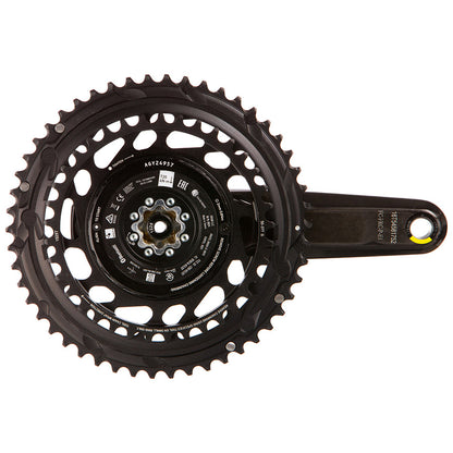 SRAM, Force 2x Powermeter E1, Power Meter Crankset, Speed: 12, Spindle: 28.99mm, BCD: Thread Mount, 50/37, DUB, 165mm, Black, Road