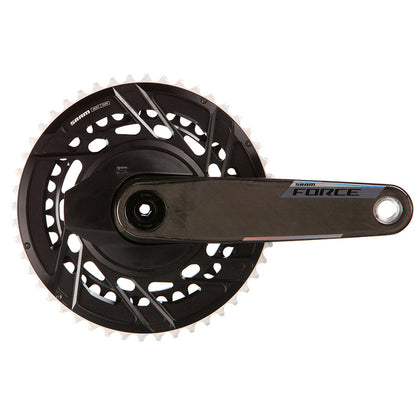 SRAM, Force 2x Powermeter E1, Power Meter Crankset, Speed: 12, Spindle: 28.99mm, BCD: Thread Mount, 48/35, DUB, 165mm, Black, Road
