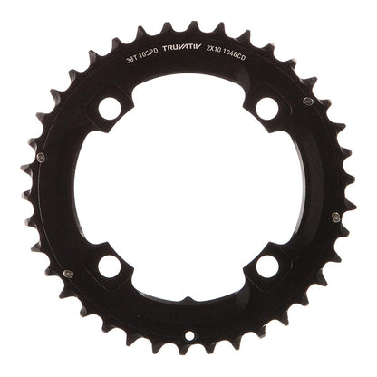 SRAM, 38T, 10 sp, BCD 104mm, 4-Bolt, Pour bashguard, Middle Chainring, For NO-PIN, Aluminum, Black, 11.6215.188.420