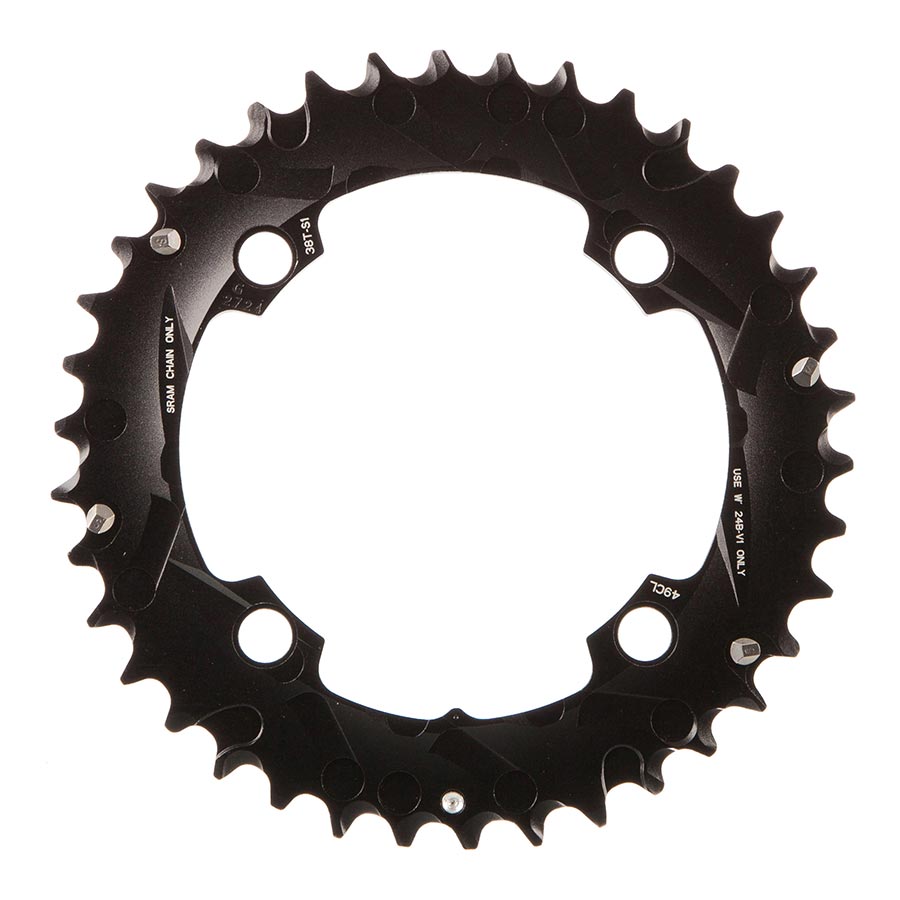 SRAM, 38T, 10 sp, BCD 104mm, 4-Bolt, Outer Chainring, For L-pin GXP, Aluminum, Black, 11.6215.188.440