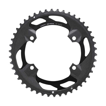 Shimano, GRX FC-RX600 2x10 / 2x11, Chainring, Teeth: 46, Speed: 11, BCD: 110, Bolts: 4, Outer, Aluminum, Black