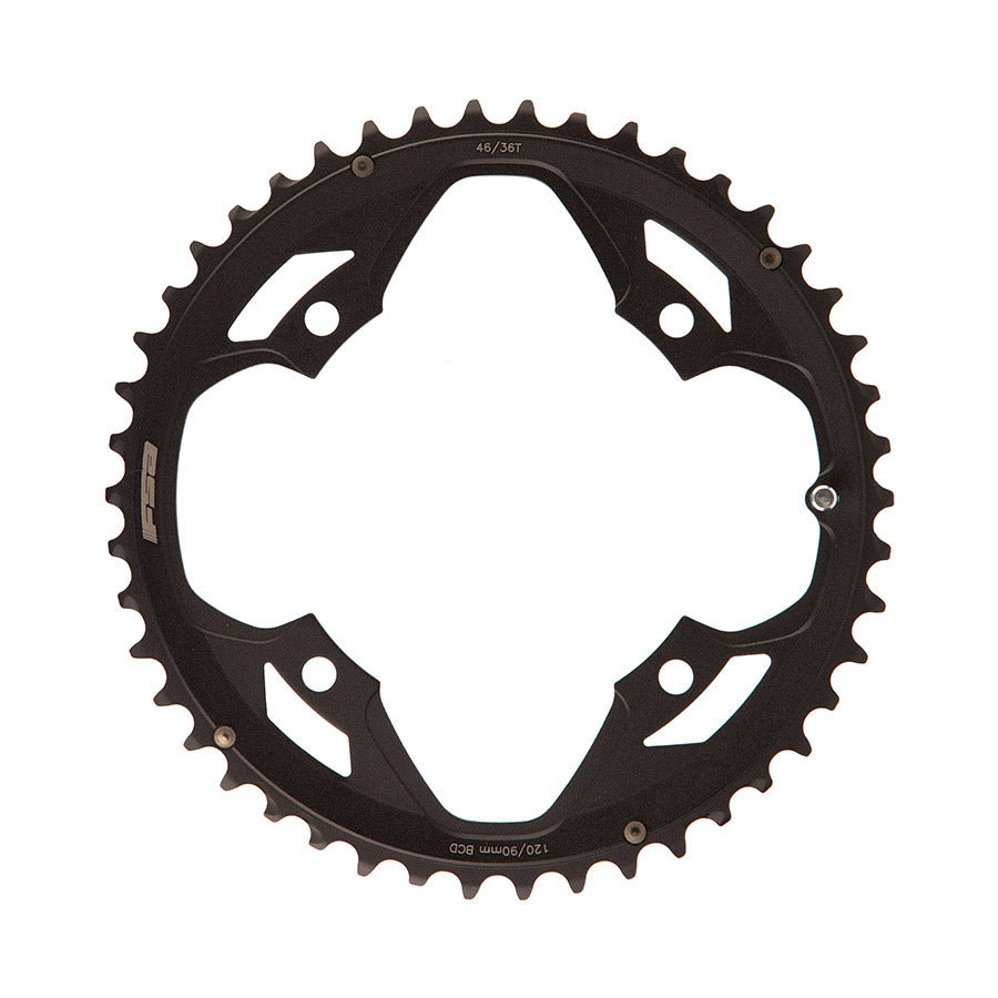 FSA, Omega/Vero Pro Road, Chainring, Teeth: 46, Speed: 10/11, BCD: 120, Bolts: 4, Outer, Aluminum, Black