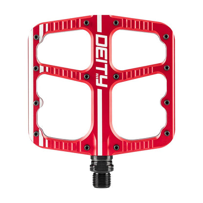 Deity, Flat Trak, Platform Pedals, Body: Aluminum, Spindle: Cr-Mo, 9/16'', Red, Pair