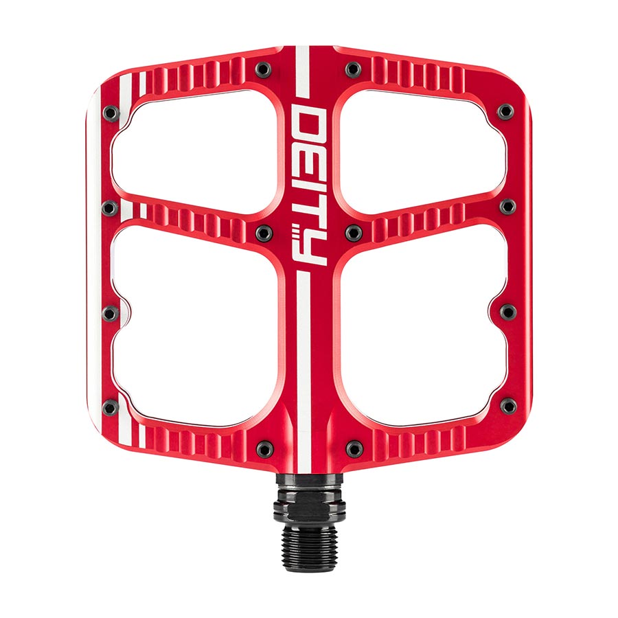Deity, Flat Trak, Platform Pedals, Body: Aluminum, Spindle: Cr-Mo, 9/16'', Red, Pair