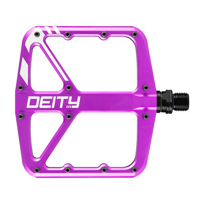 Deity, SuperVillain, Platform Pedals, Body: Aluminum, Spindle: Cr-Mo, 9/16'', Purple, Pair