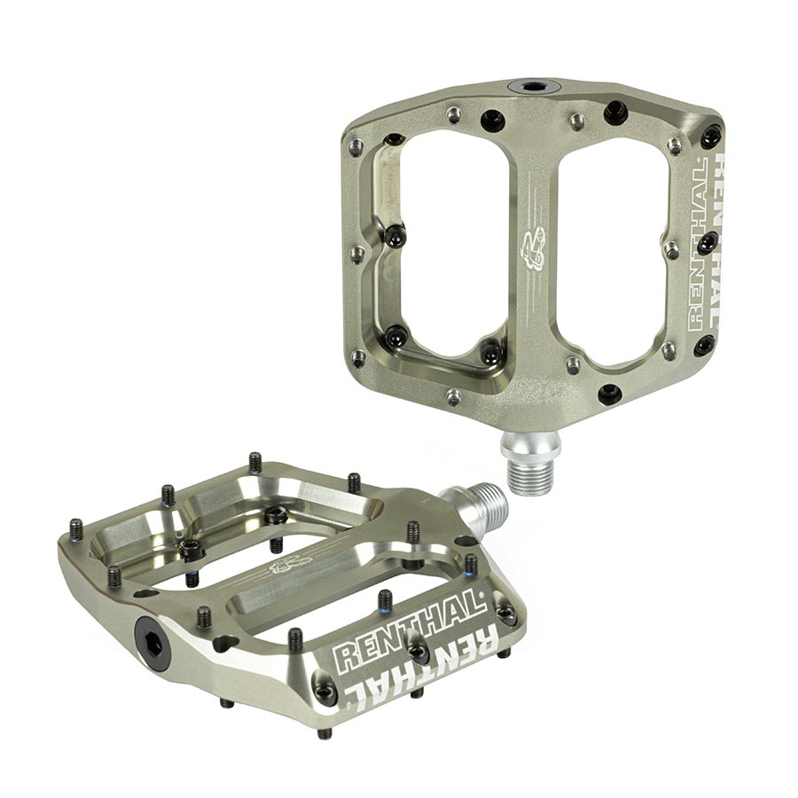 Renthal, Revo-F, Platform Pedals, Body: Aluminum, Spindle: Cr-Mo, 9/16'', Gold