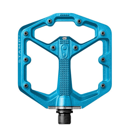 crankbrothers, STAMP 7 Small, Platform Pedals, Body: Aluminum, Spindle: Cr-Mo, 9/16'', Electric Blue, Pair