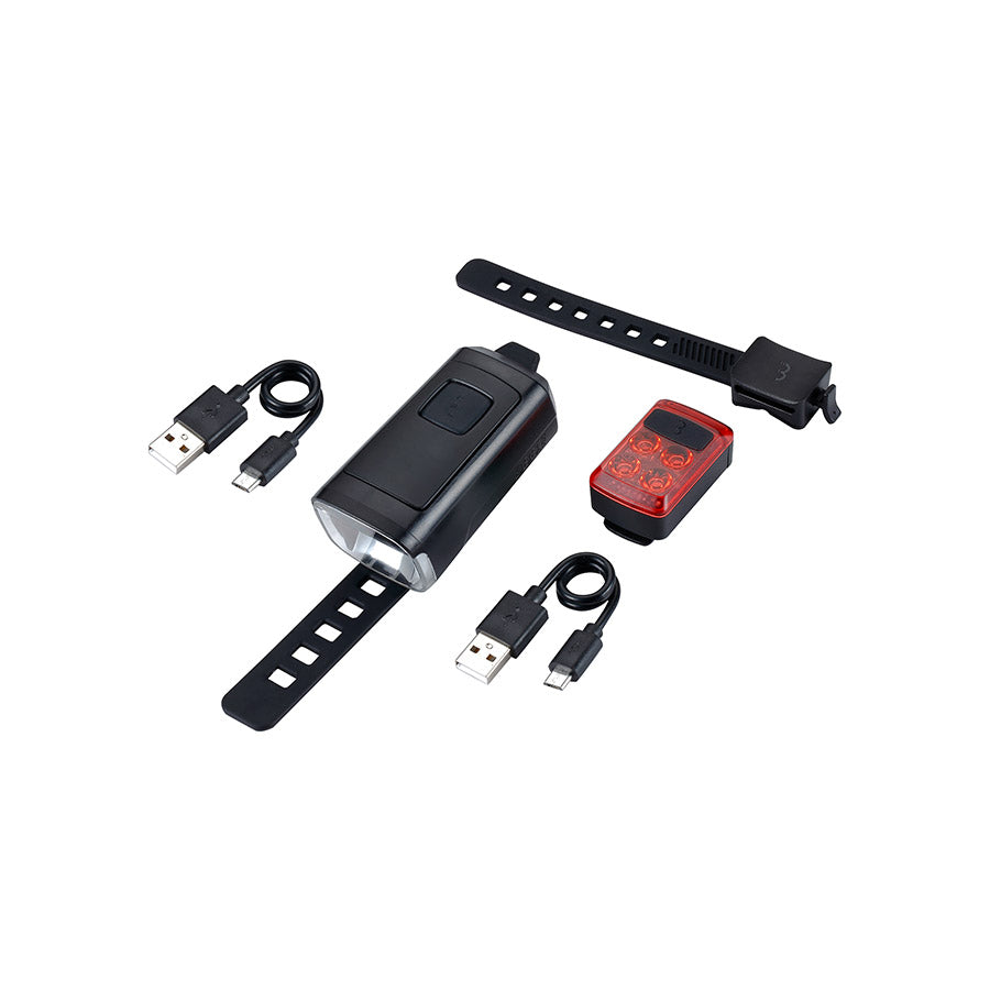 BBB Cycling, BLS-231 Stud50/Slide Combo, Light, Front and Rear, Black, Set