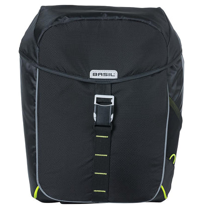 Basil, Miles Double Bag, Pannier, 34L, Black/Lime