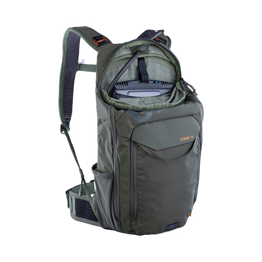 EVOC, Stage 12, Hydration Bag, Volume: 12L, Bladder: Not included, Dark Olive