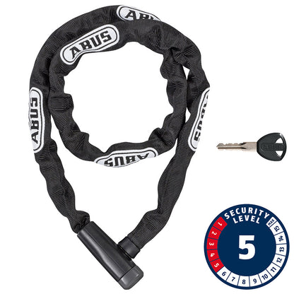 Abus, Steel-O-Chain 5805K Chain with key lock, 5mm x 110cm (5mm x 3.6'), Black