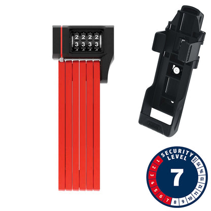 Abus, Bordo uGrip 5700C, Folding Lock, Combination, 80cm, 2.6', 5mm, Red