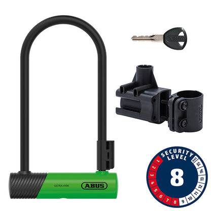Abus, Ultra 410K, U-Lock, Key, 12mm, 170x230mm, 6.7''x9'', SH34, Green