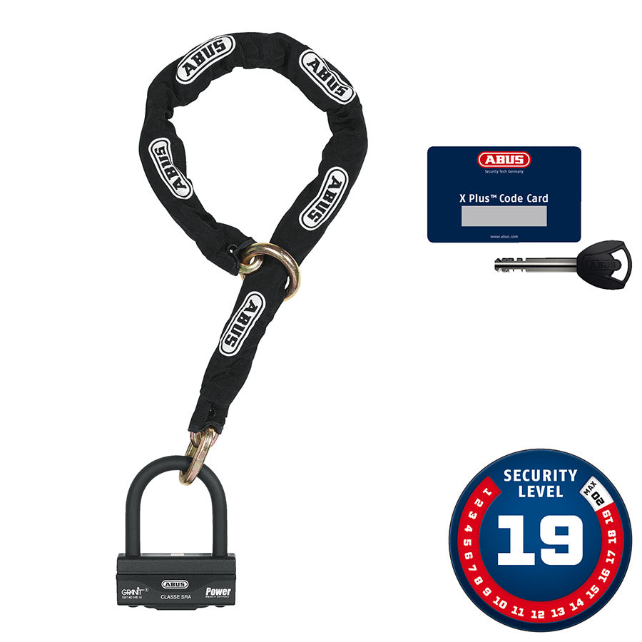 Abus, Granit XPlus 58 12KS Black Loop, Chain + ULock, Key, 18mm, 140x100mm, 5.5x3.9", Chain, 12KS, 120cm, Black