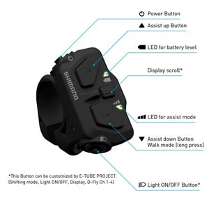 Interrupteur d'assistance gauche pour vélo électrique Shimano SW-EN600-L 22,2 mm