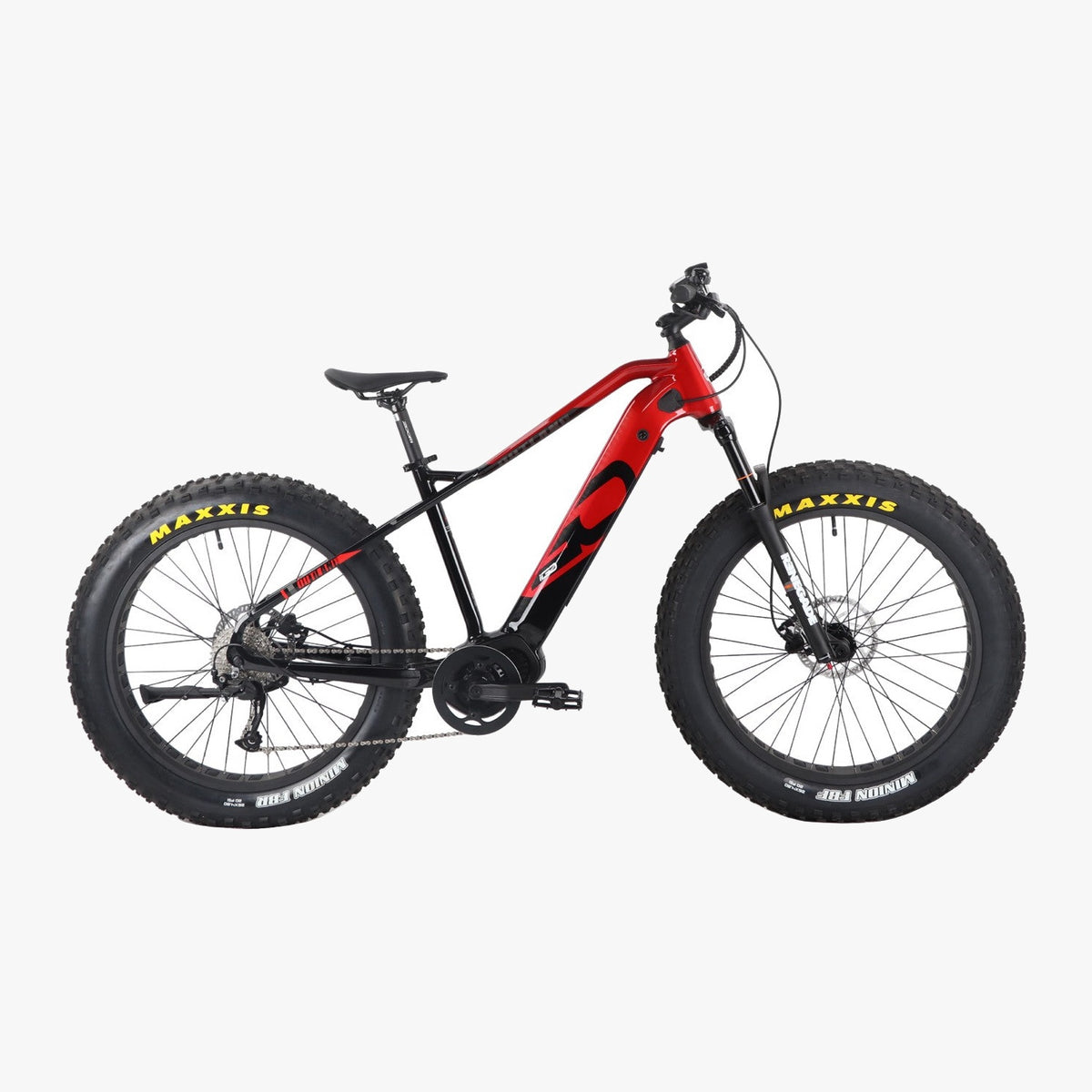 iGO Outland Torngat RS fat tire e-bike in red and black, side view